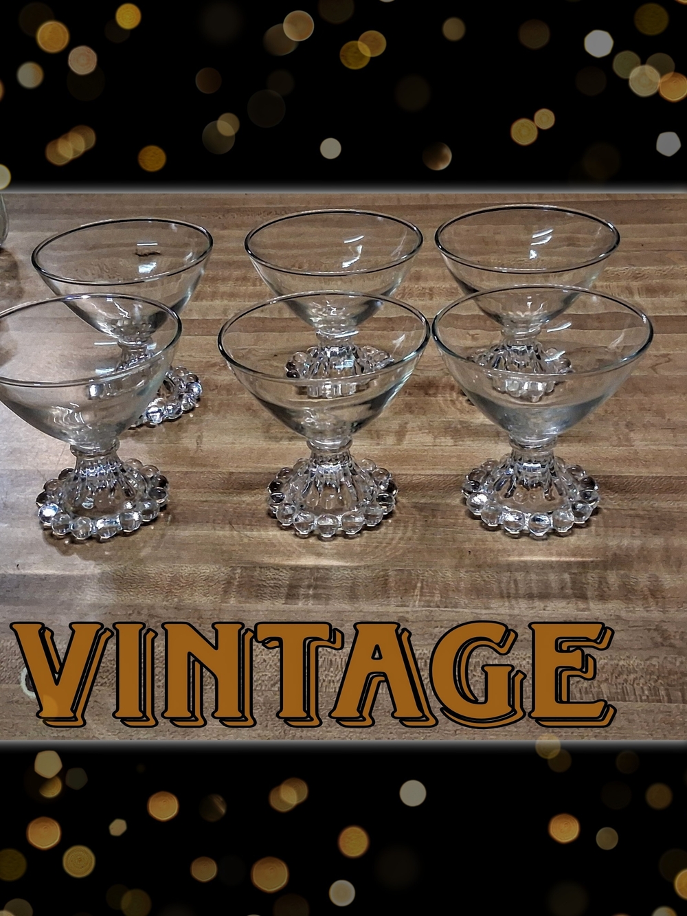 Vintage Anchor Hocking Boopie Berwick Pattern Bubble Sherbet Glasses Set of 6